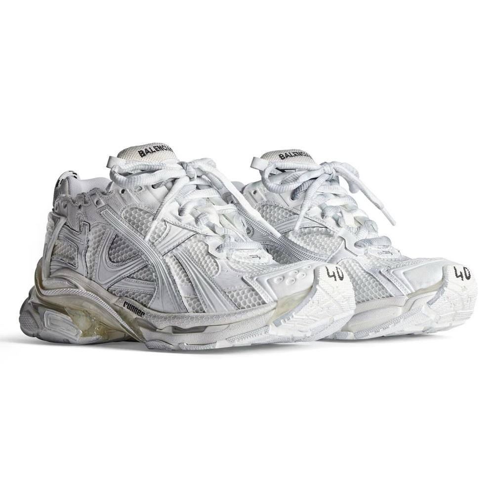 Balenciaga White Multi-Layered Runner Sneakers